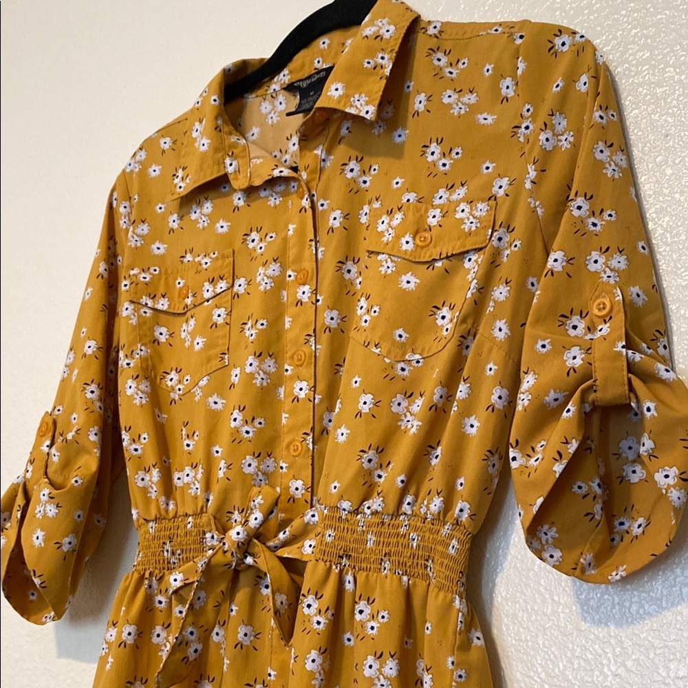 Women’s Mustard Floral Midi Dress Size M - Picture 11 of 11